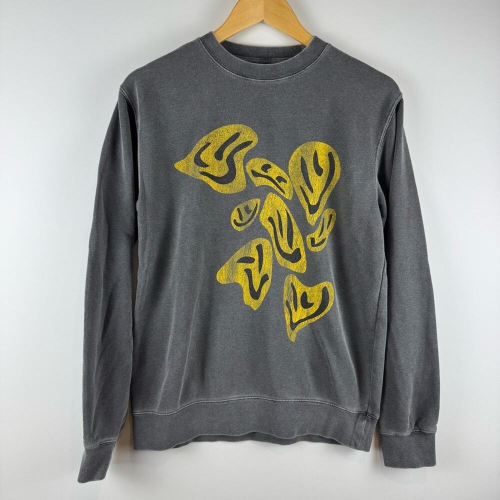 Girl Dangerous Women’s YELLOW PSYCHEDELIC SMILES Crew Neck Sweatshirt ~ S - Picture 1 of 12